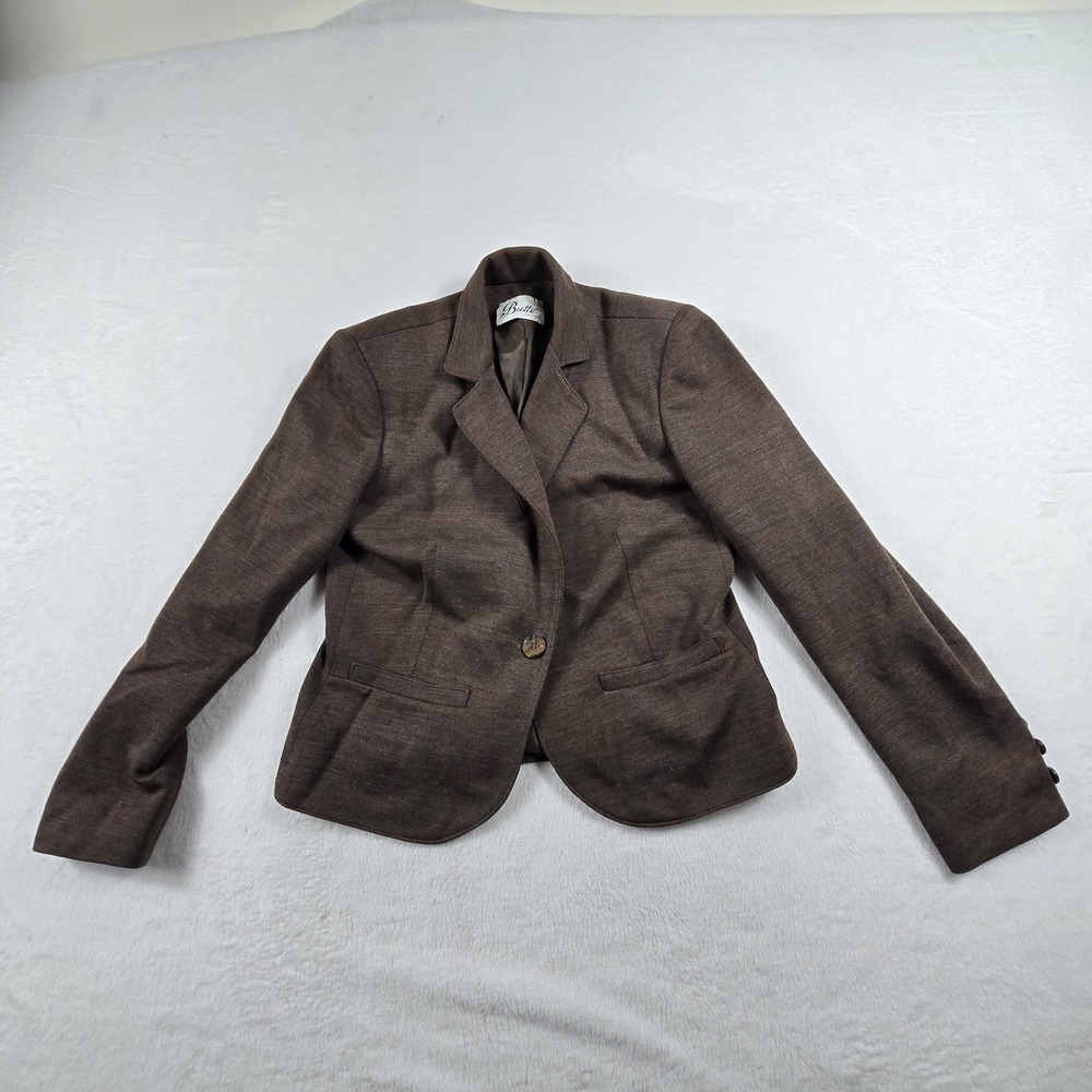 Butte Vintage Blazer Womens Size 10 Brown One-Button Career Notch Lapel USA Made